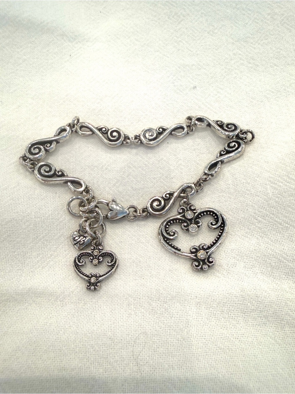 Brighton Palazzo Silver Heart Charm Bracelet